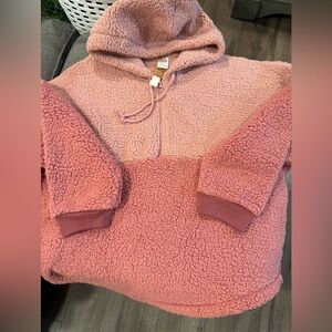 PINK Victoria's Secret Two-Tone Pink Sherpa Hoodie